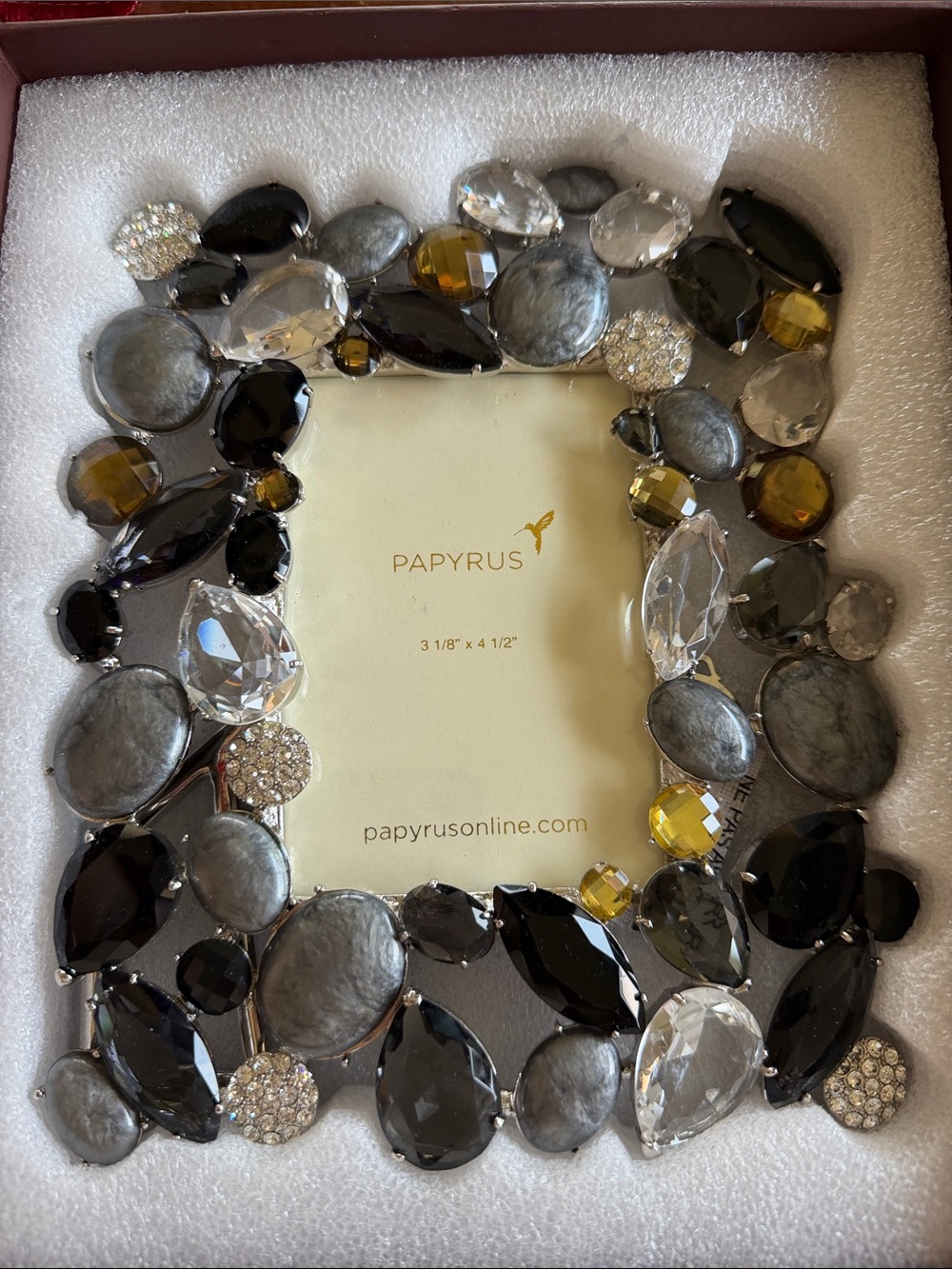 Papyrus Jeweled Decorative Picture Frame in Black, Gray, Clear, Amber